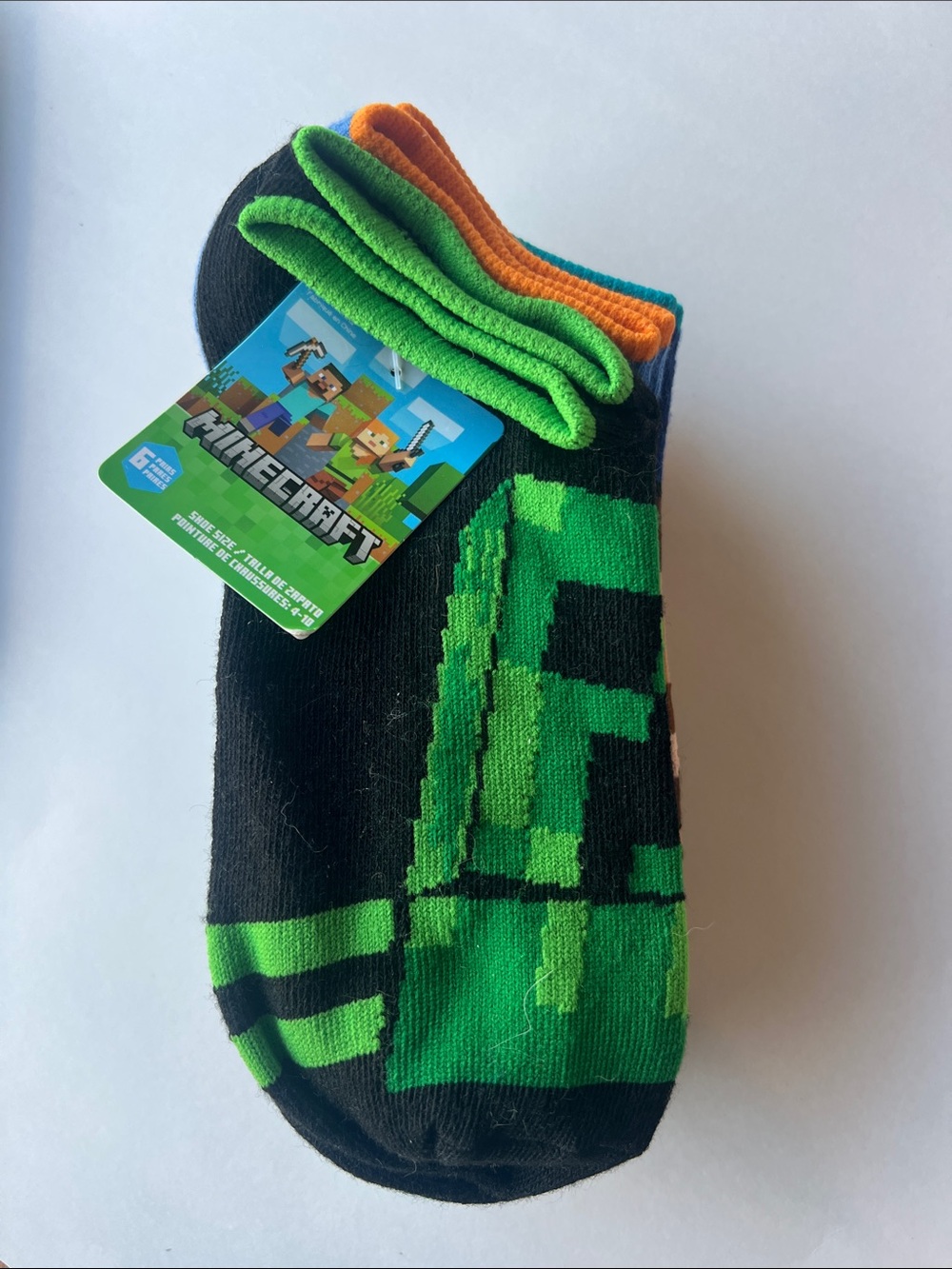 Minecraft Kids Crew Socks - Green & Black